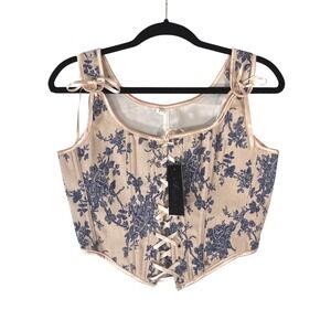 Floral Toile Corset Top Womens Medium